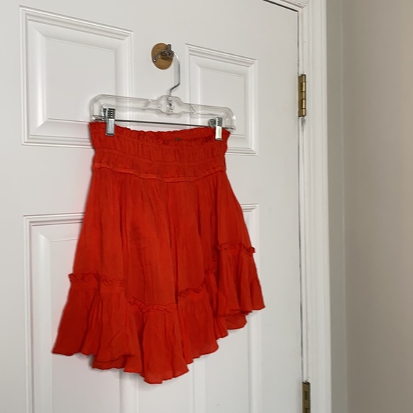 Free People Hooked On You Skirt Ruffle Red NWT XS - Picture 3 of 8
